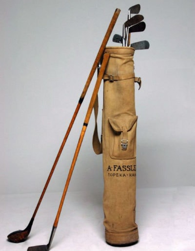 ancien tourbon de golf vintage en toile