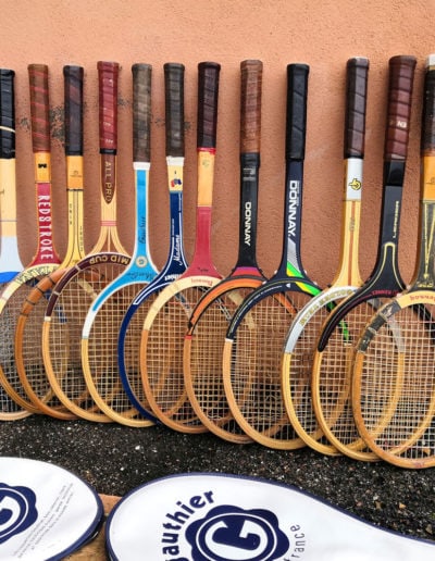 old vintage tennis racket in Wooden