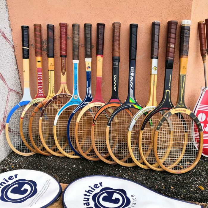 old vintage tennis racket in Wooden