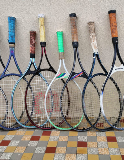 Batch of used tennis rackets