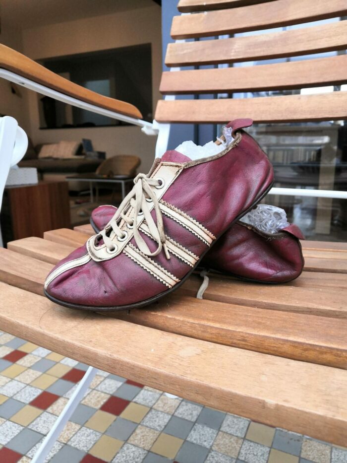 Old Adidas track and field spikes burgundy