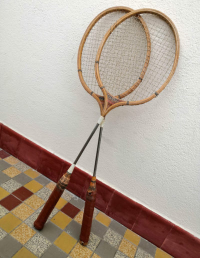 Tige en alu d'une paire de raquettes de Badminton vintage