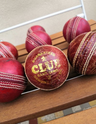 Presentation of a macro view with the logo on the cricket ball