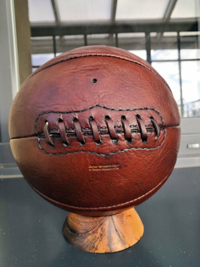 laces of a vintage basketball