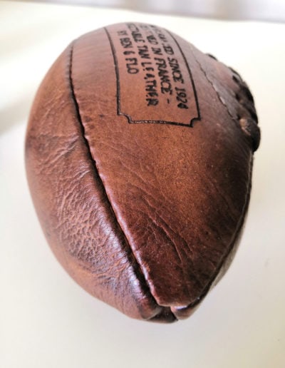 Vegetable tanning on a vintage rugby ball