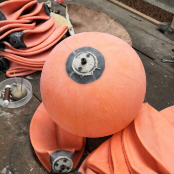 A soccer ball inner tube before it is repaired