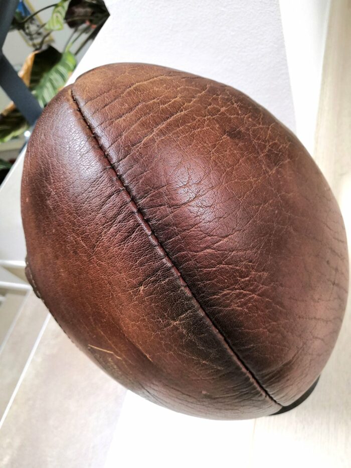 macro photo of buffalo leather on a US football