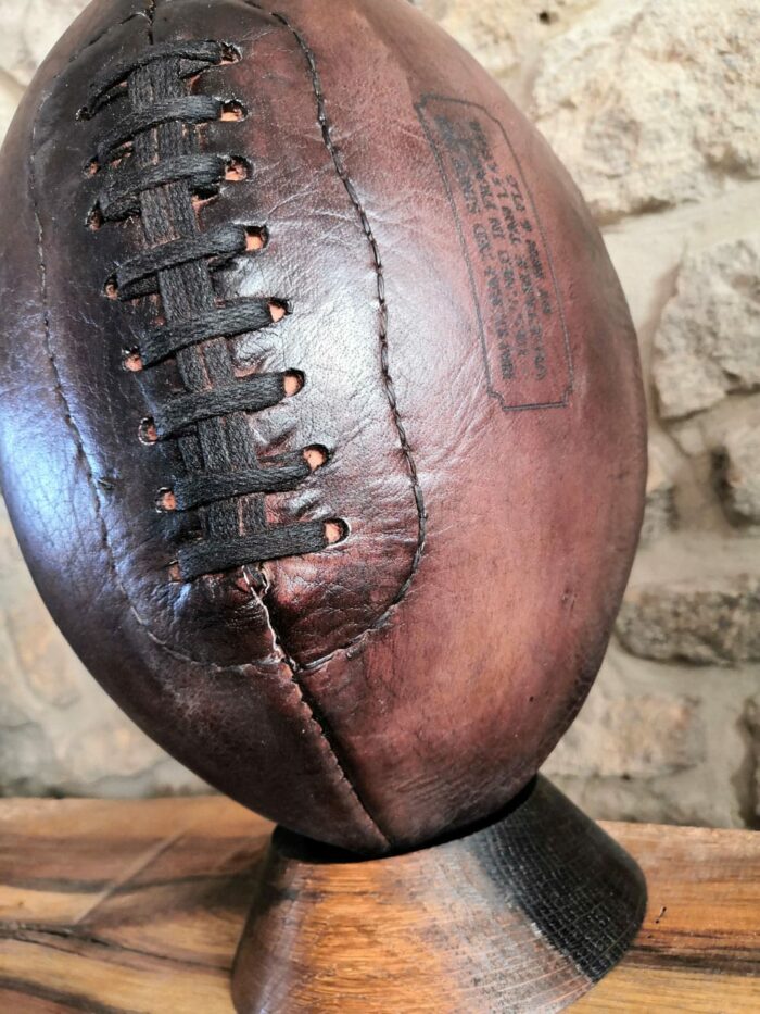 A photo of a vintage leather ball