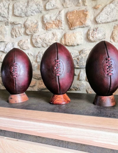 Old burgundy rugby ball