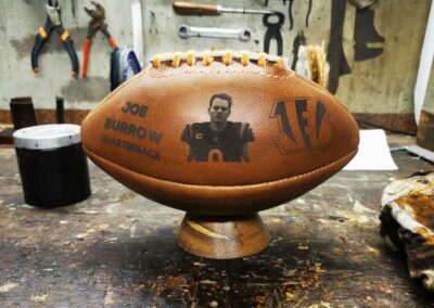 Ballon de foot Américain personnalisé Joe Burrow et logo des Bengals de Cincinnati