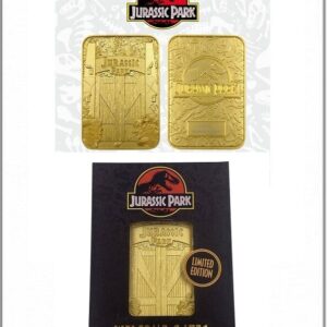 Card Metal Entrance Welcome Gates Gold plated - Jurassic Park - FANATTIK
